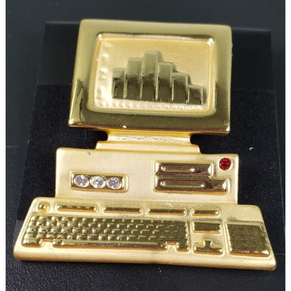 Vintage Ajc Signed Desktop Computer W/Rhinestons … - image 3